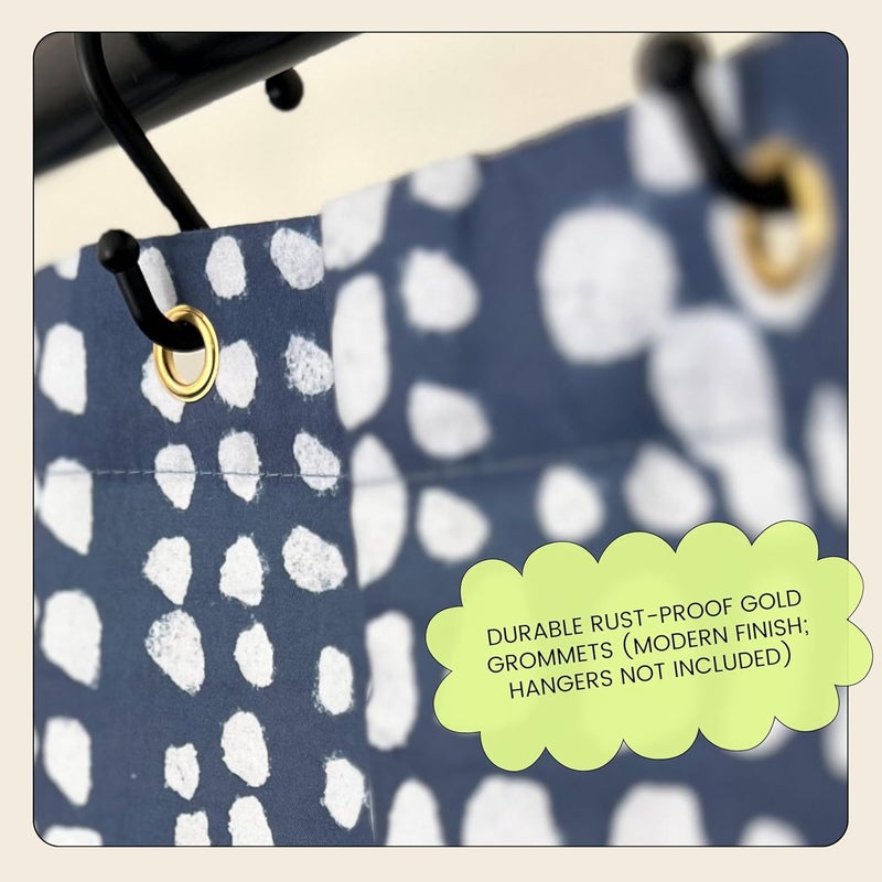 Worthwhile Goods Modern Blue Shibori Print Shower Curtain - Boho Geometric Dot Pattern - Mudcloth Design - Decorative Fabric Shower Curtain for Any Bathroom - 72x72 Inches (Shibori) - Image 4